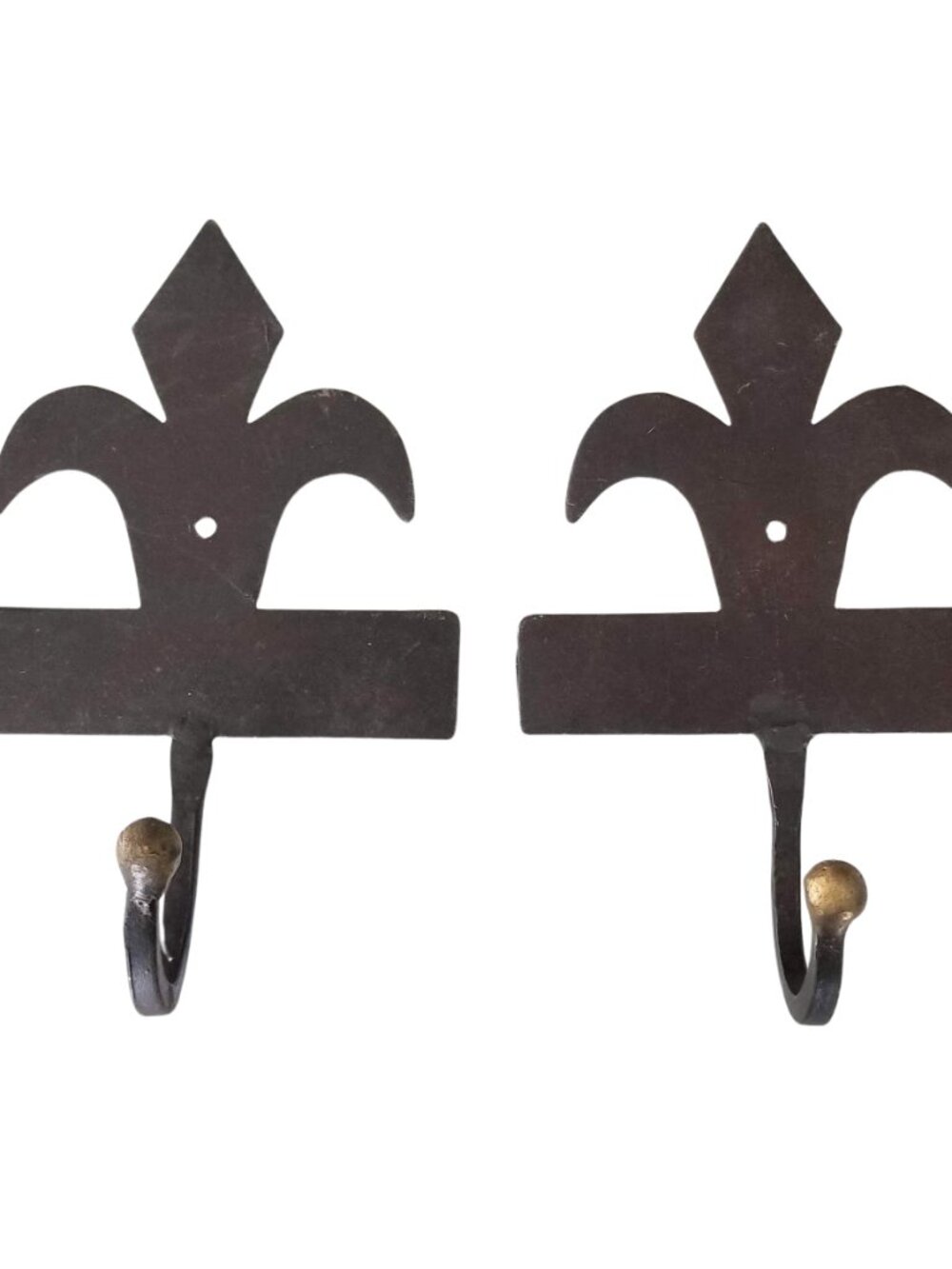 Hand Wrought Fleur-de-Lis Wall Hooks - Set of 2